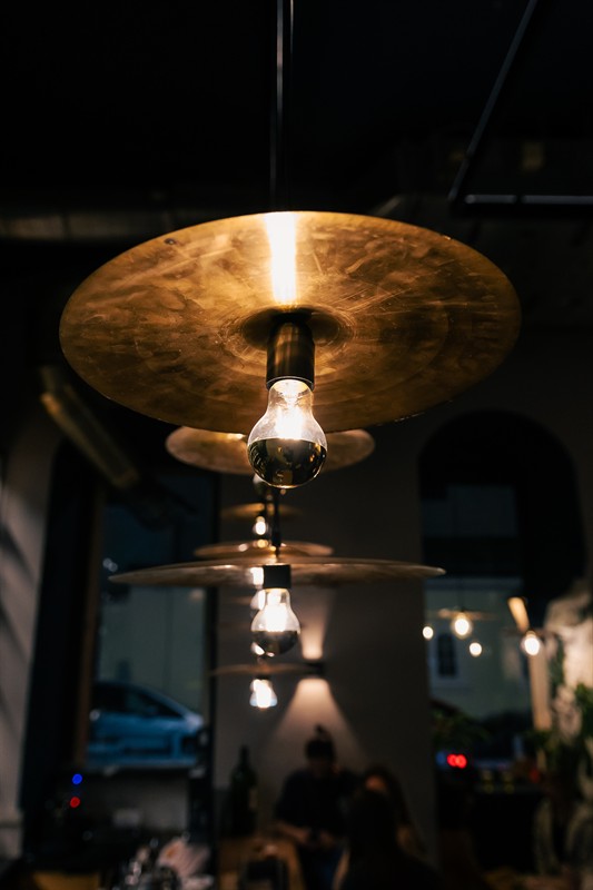 Cymbal lamps seen from below