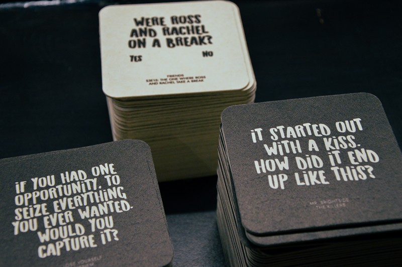 Stacks of coasters with quotes